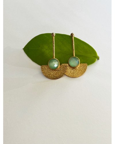 Pendientes semicírculo largo verde