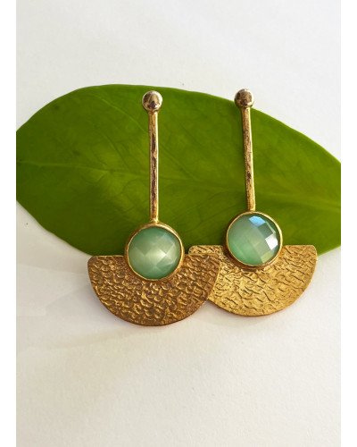 Pendientes semicírculo largo verde