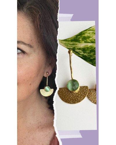Pendientes semicírculo largo verde