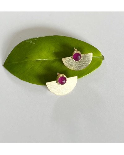 Pendientes semicírculo ónix fucsia