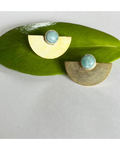 Pendientes semicírculo con ónix azul claro