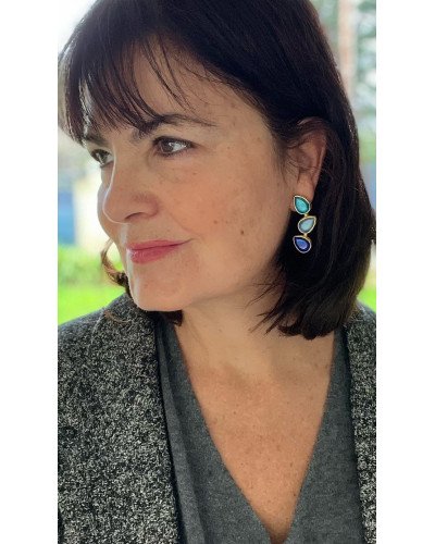 Pendientes cuarzos azules oscuros