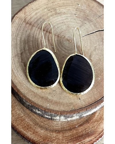 Pendientes cuarzo negro