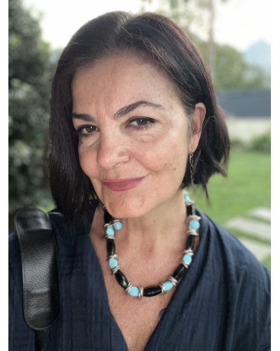 Collar Ágatas negras y turquesas