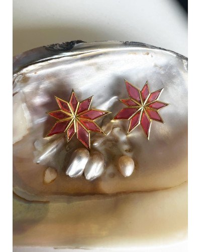 Pendientes Estrella de ónix fucsia