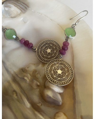 Pendientes mandala y aguamarina
