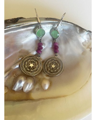 Pendientes mandala y aguamarina