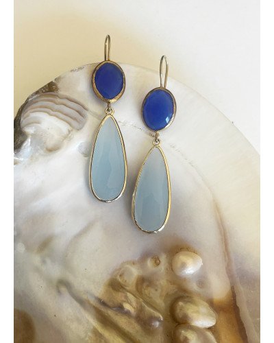 Pendientes cuarzo azul y claro