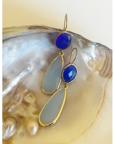 Pendientes cuarzo azul y claro