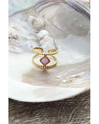 Anillo dorado con cuarzo