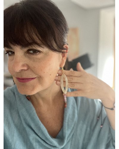 PENDIENTES CUERNO Y CUENTAS CALDERA