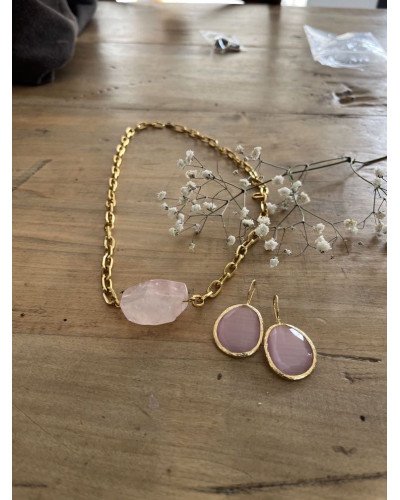 PENDIENTES CUARZO ROSA GRANDES