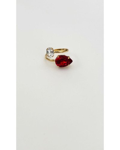 ANILLO CRISTAL GRANATE Y CORCONITA