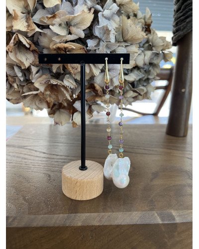 Pendientes colores con Perla largos