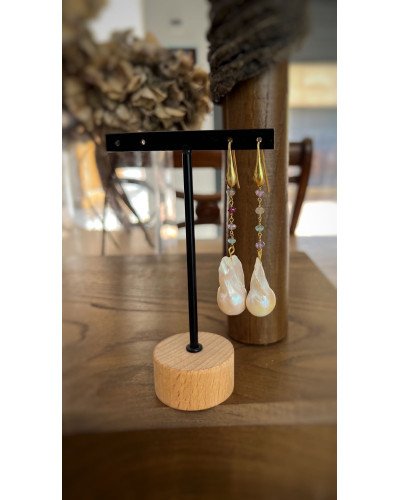 Pendientes Ágatas y Perlas corto