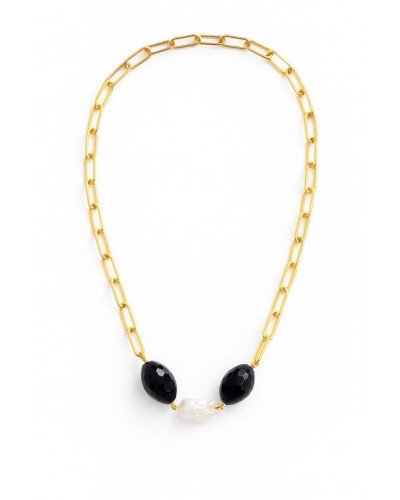 Collar largo negro y blanco