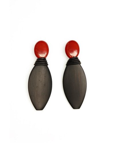 Pendientes ébano y jaspe granate