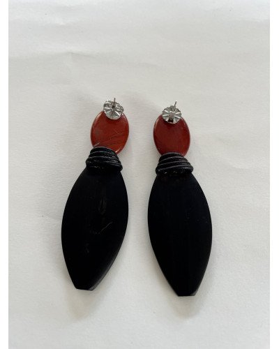 Pendientes ébano y jaspe granate