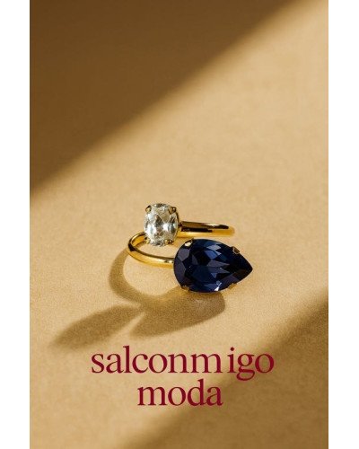 ANILLO CRISTAL ZAFIRO Y CIRCONITA