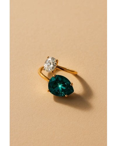 ANILLO CRISTAL VERDE Y CIRCONITA