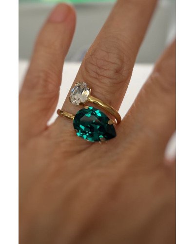 ANILLO CRISTAL VERDE Y CIRCONITA