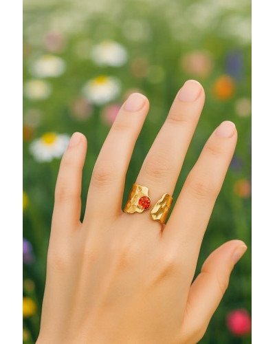 Anillo circonita naranja