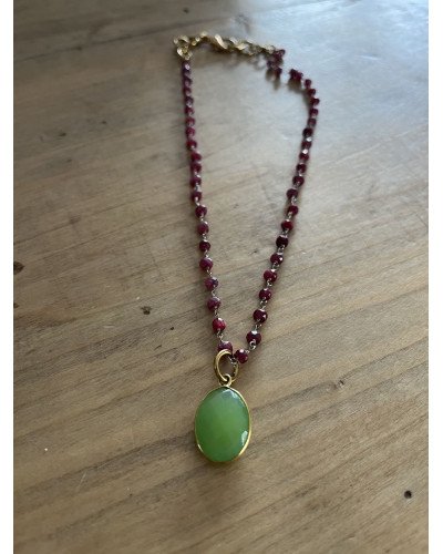 Gargantilla granate y Amazonita