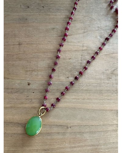 Gargantilla granate y Amazonita