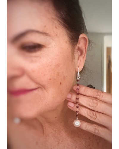 Pendientes zafiro y perlas