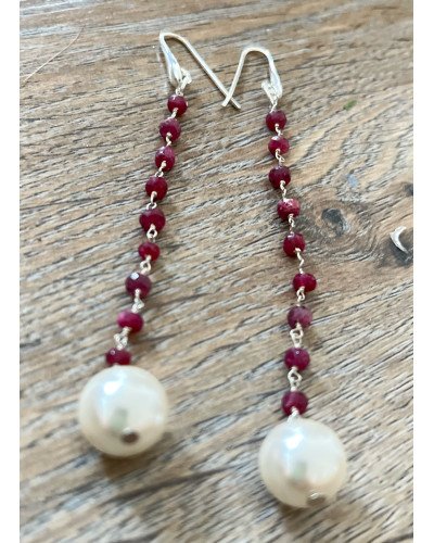 Pendientes zafiro y perlas