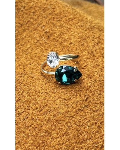 ANILLO CRISTAL VERDE Y CIRCONITA