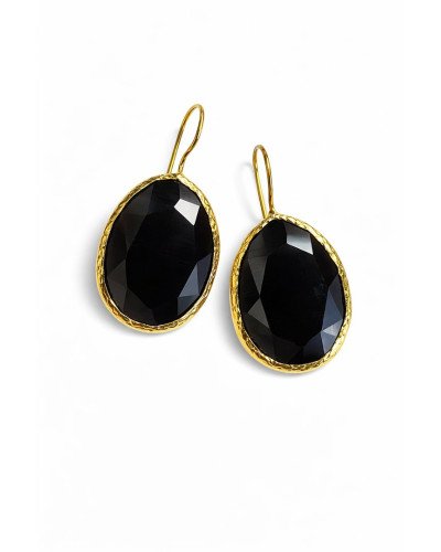 Pendientes cuarzo negro grandes