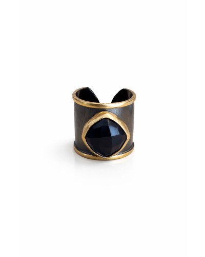 Anillo India grafito ónix negro