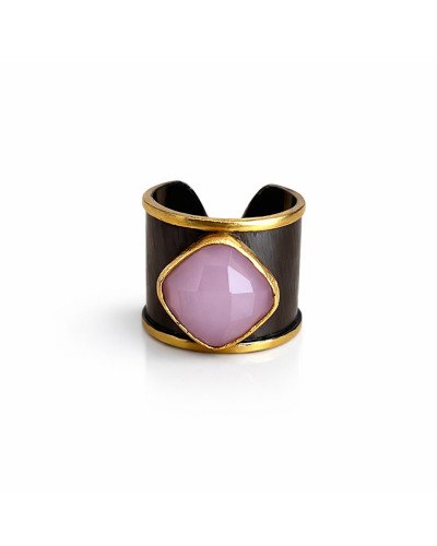 Anillo India Cuarzo rosa adaptable