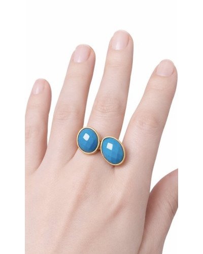 Anillo adaptable turquesa doble
