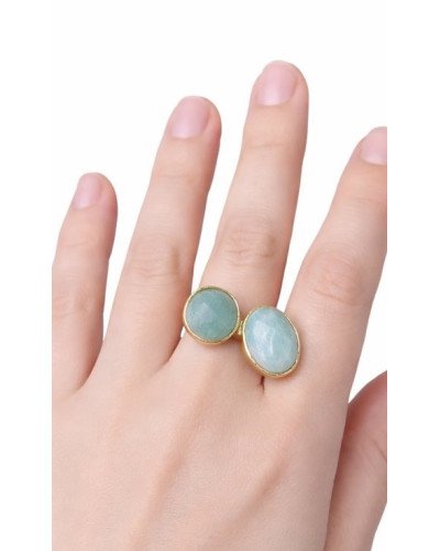 Anillo Ágata azul dos piedras