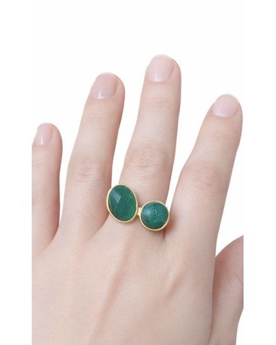 Anillo adaptable con dos onix negros