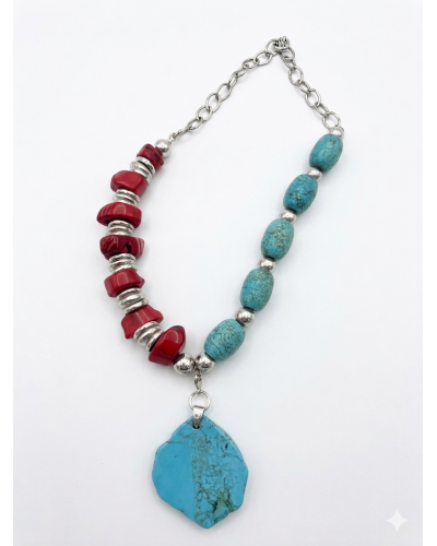 Collar turquesa y Coral
