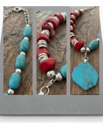 Collar turquesa y Coral