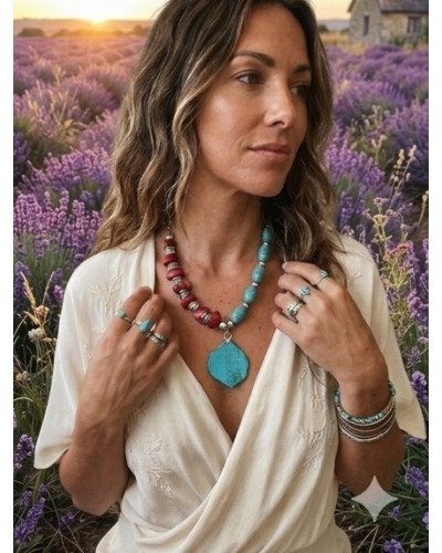 Collar turquesa y Coral