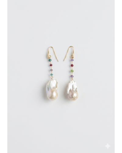 Pendientes colores con Perla largos