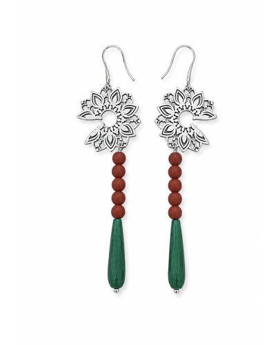 PENDIENTES MANDALA NARANJA Y VERDE