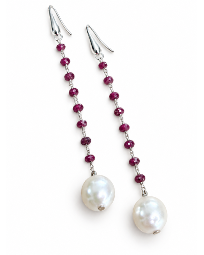 Pendientes zafiro y perlas