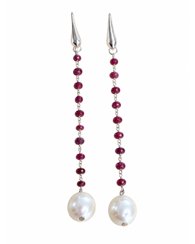 Pendientes zafiro y perlas