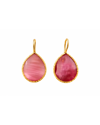 Pendientes gota rosa grande / cuarzo rosa
