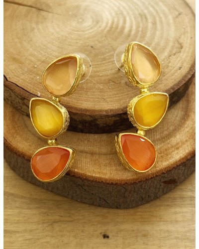 Pendientes Cuarzos amarillos y naranja