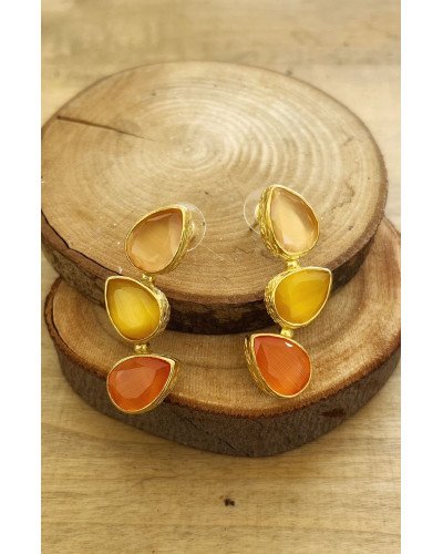 Pendientes Cuarzos amarillos y naranja