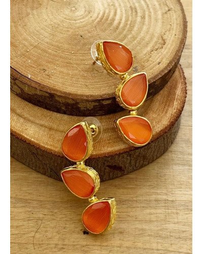Pendientes Cuarzo Naranja